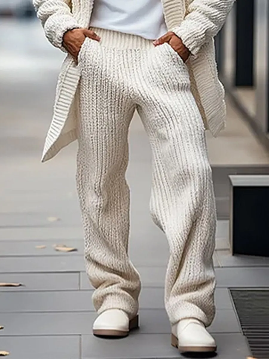 【24-hour shipping】Men's Casual Loose Solid Color Knit Pants