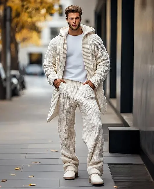 【24-hour shipping】Men's Casual Loose Solid Color Knit Pants