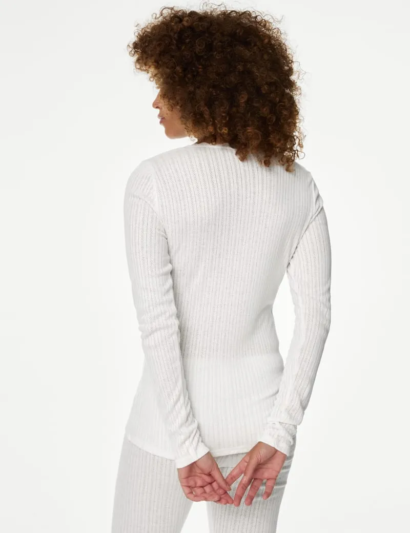 2pk Pointelle Thermal Long Sleeve Tops