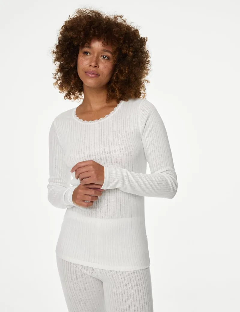 2pk Pointelle Thermal Long Sleeve Tops