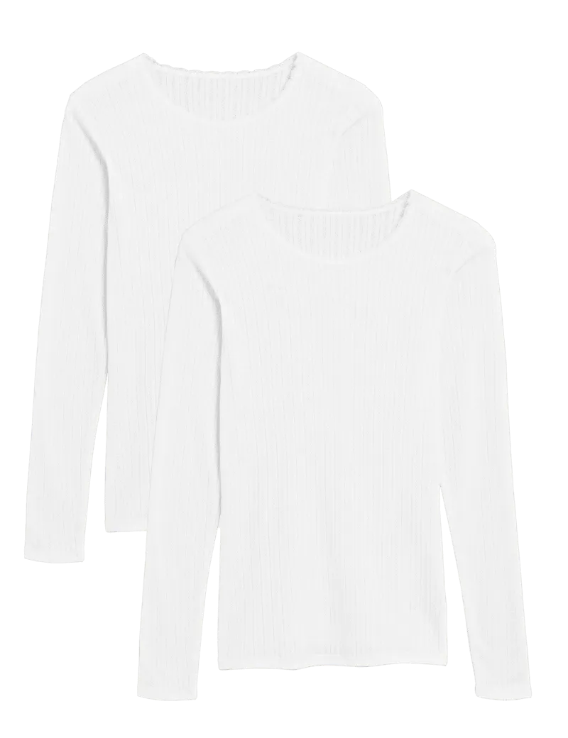 2pk Pointelle Thermal Long Sleeve Tops
