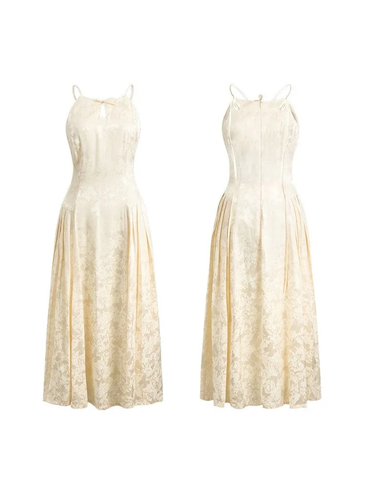 2Type Elegant Embroidery Long Bacl-Open Dress