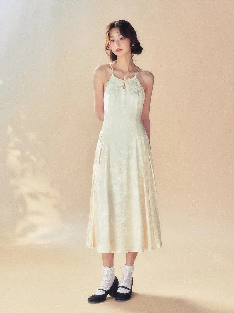 2Type Elegant Embroidery Long Bacl-Open Dress