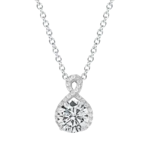Alessandra 18k White Gold Plated Infinity Halo Pendant Necklace with CZ Crystal