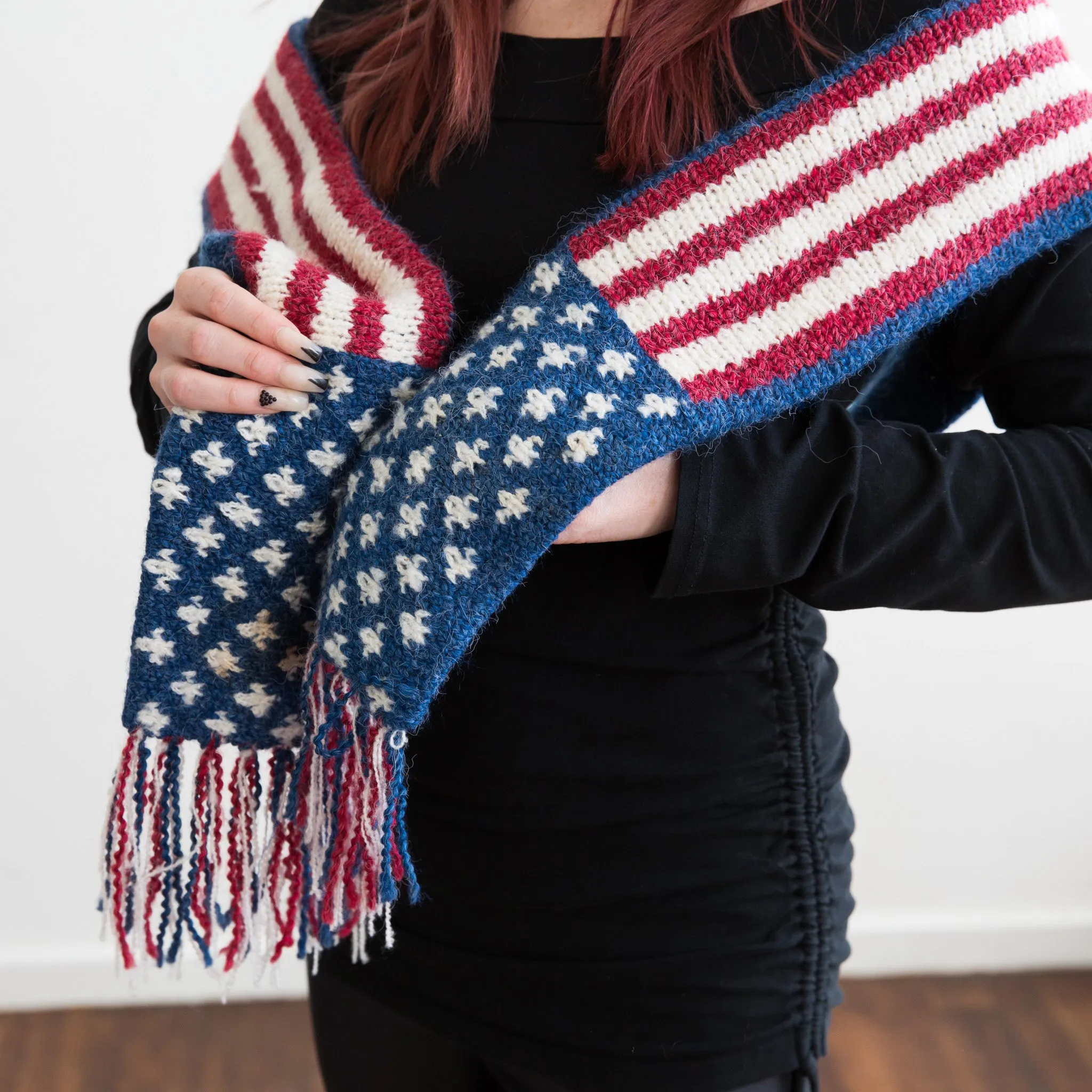 American Flag Scarf with Fringe