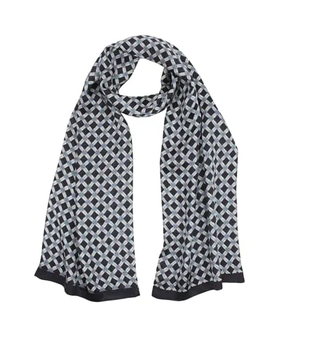 ANDANTINO 100% Silk Oblong Scarf for Men 61”*10.2” Double-Sided Thin Long Shawls for Head and Neck with Gift Packed (Beige & Black)