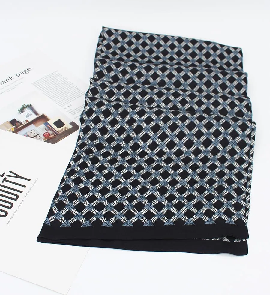 ANDANTINO 100% Silk Oblong Scarf for Men 61”*10.2” Double-Sided Thin Long Shawls for Head and Neck with Gift Packed (Beige & Black)