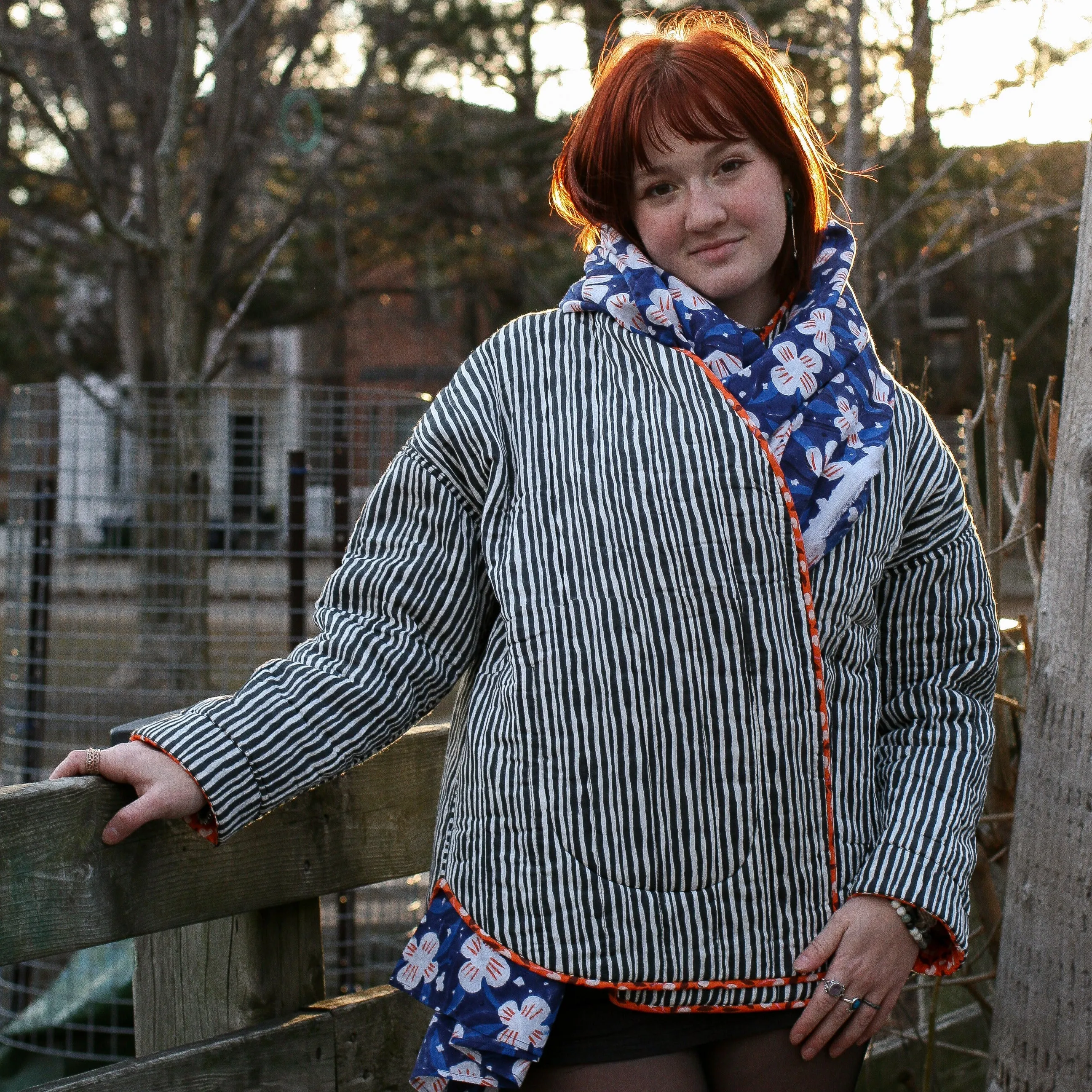 Anni Sarong with Tassels in Navy Snowdrop