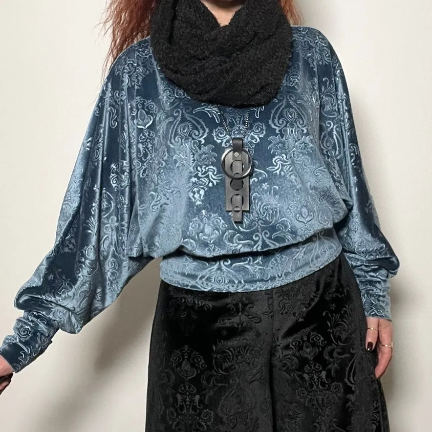 Batina Top - Luxe embossed velvet in steel blue