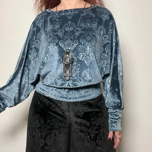 Batina Top - Luxe embossed velvet in steel blue