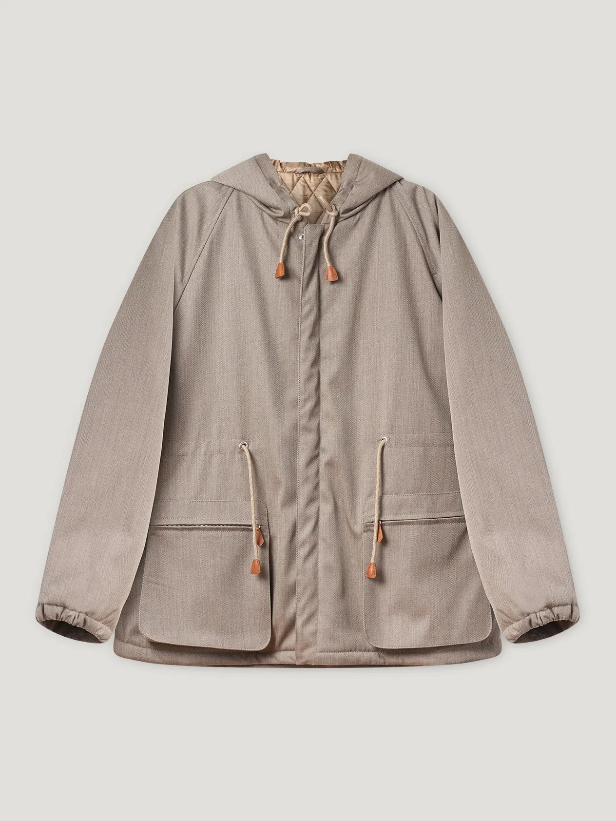 Beige Padded Parka Coat