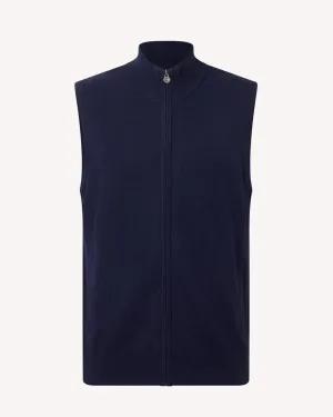 BERNARD WEATHERILL Full Zip Vest Gilet Savile Row Navy