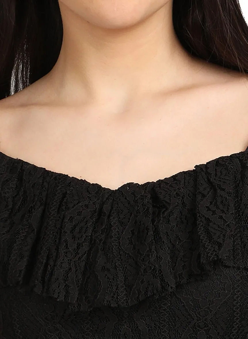 Black Elegance Off-Shoulder Strap Dress