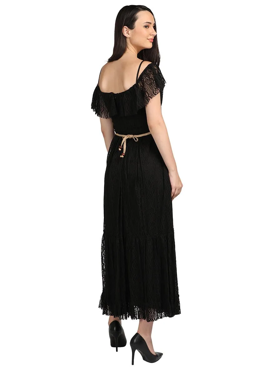 Black Elegance Off-Shoulder Strap Dress