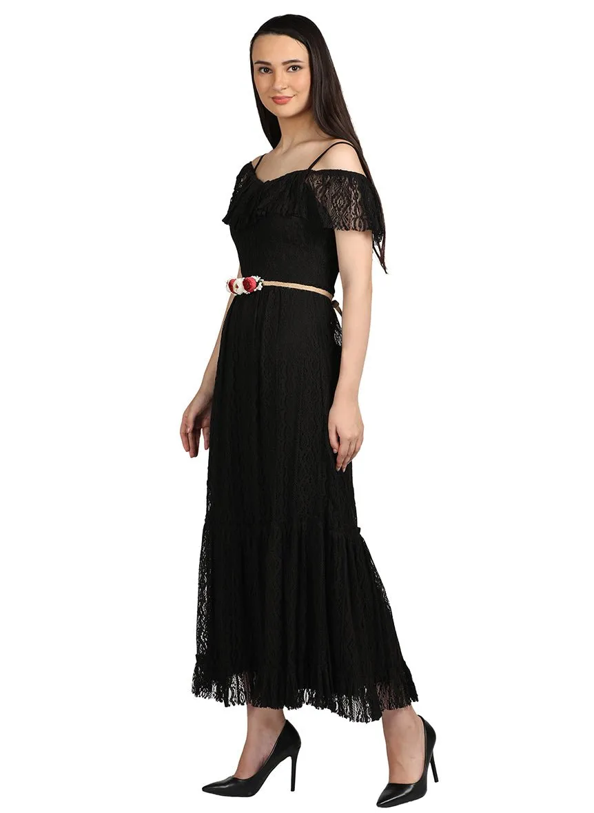 Black Elegance Off-Shoulder Strap Dress