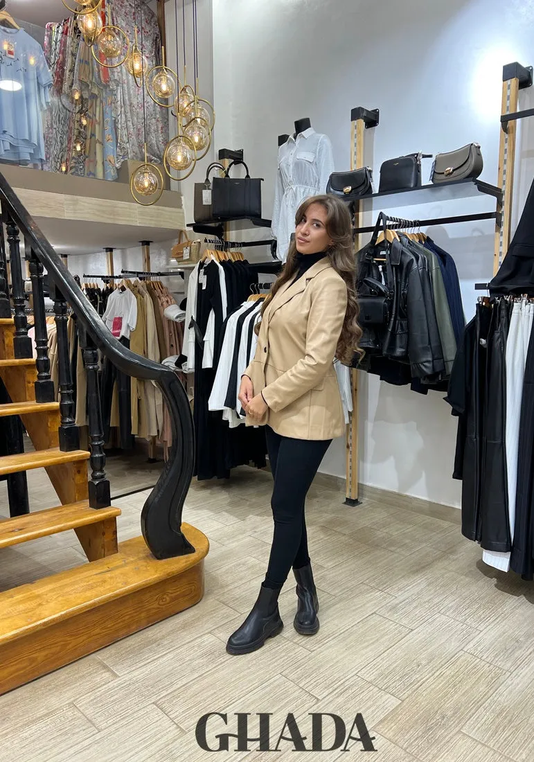 Blazer en simili-cuir beige