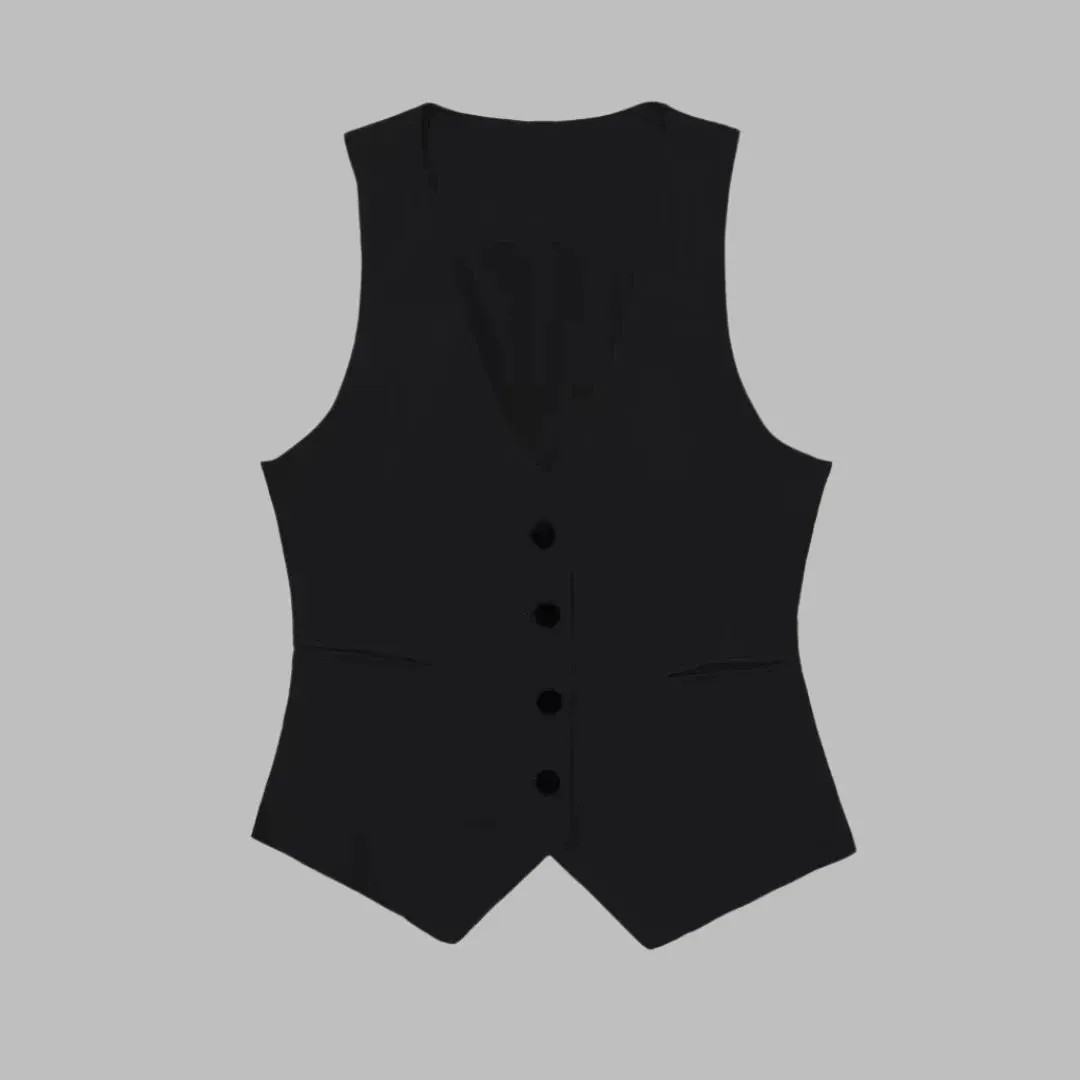 Bognar Gilet | Geschäftliches ärmelloses Vest mit V-Ausschnitt und Knöpfen für Damen