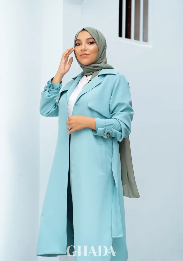 cardigan en bleu cyan
