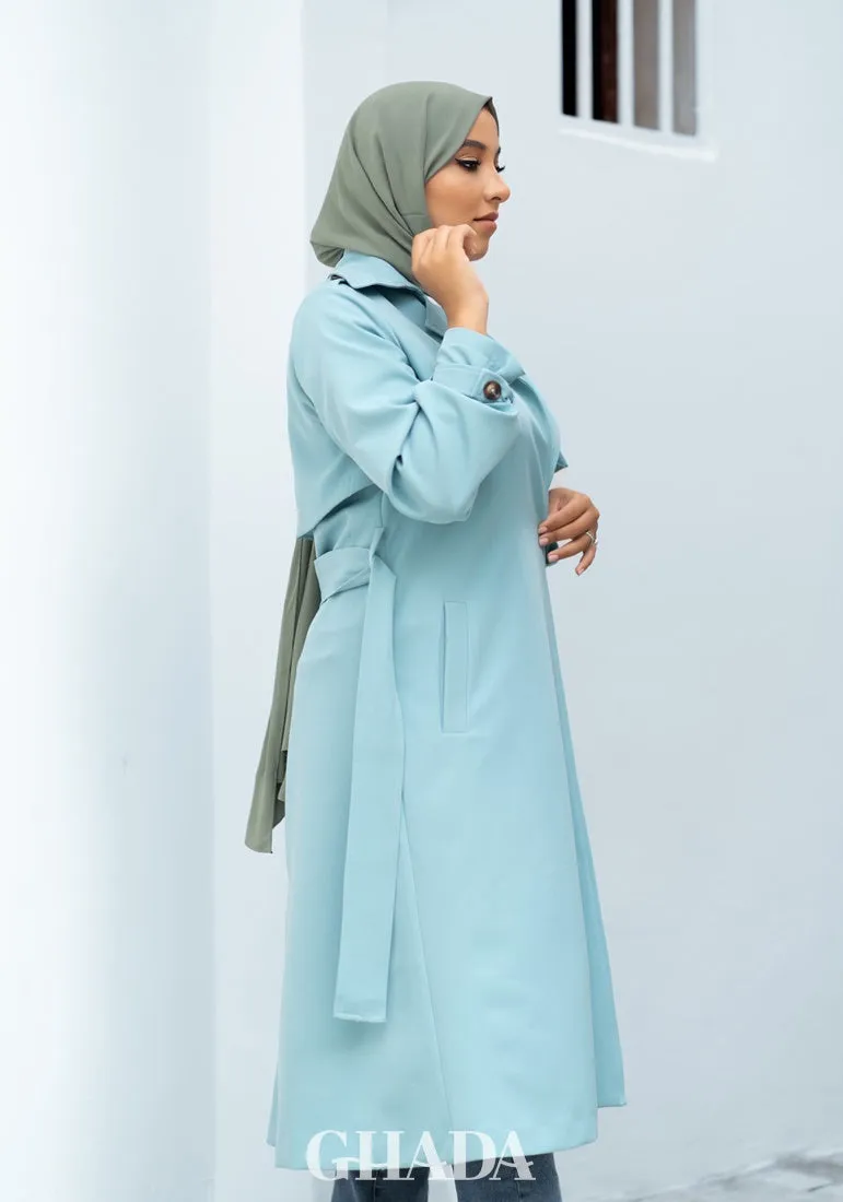 cardigan en bleu cyan