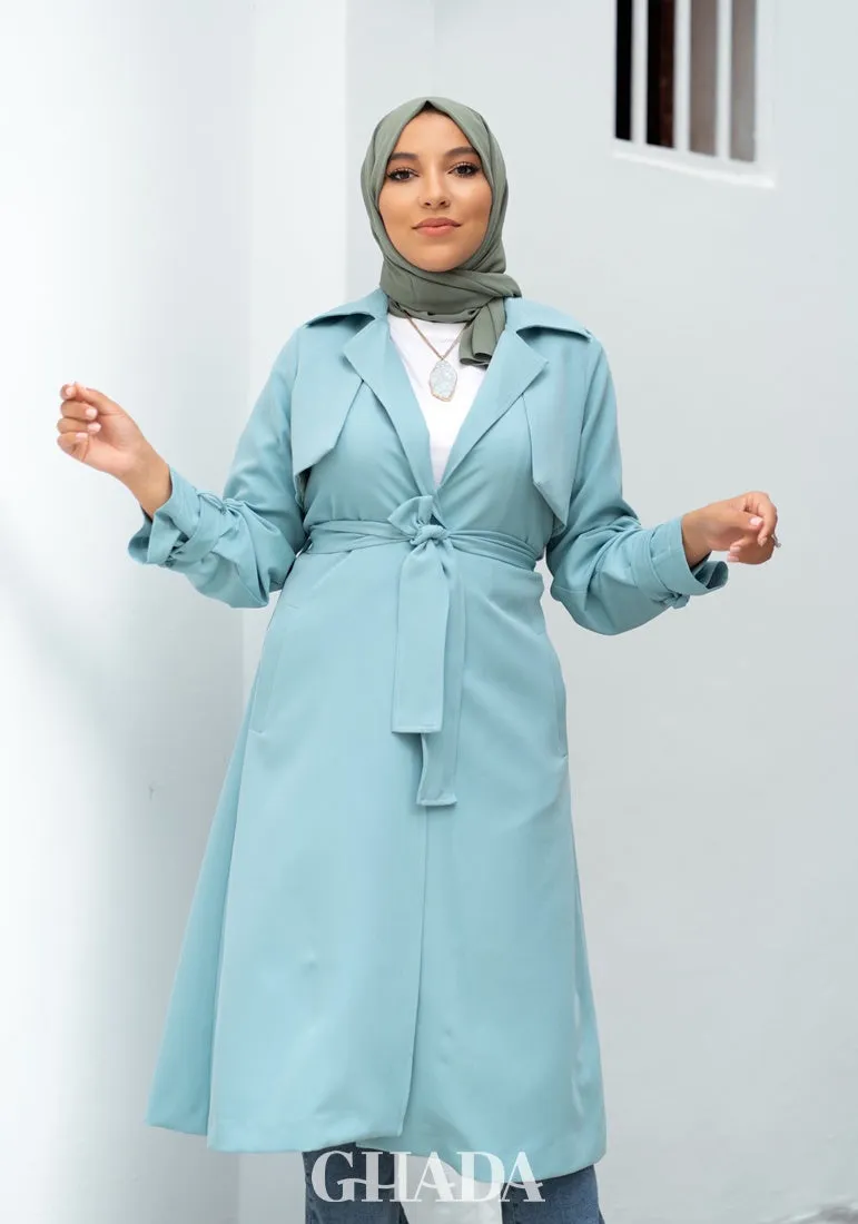 cardigan en bleu cyan