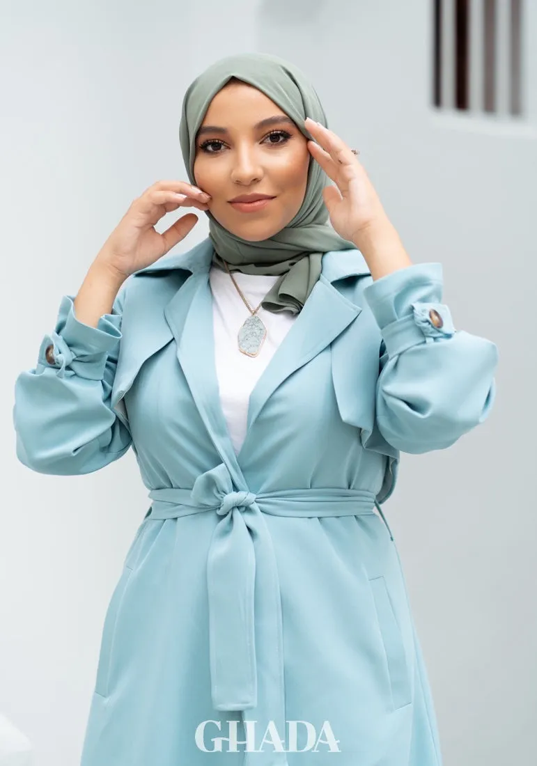cardigan en bleu cyan