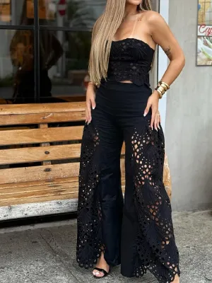 Classy Embroidered Pants Suit