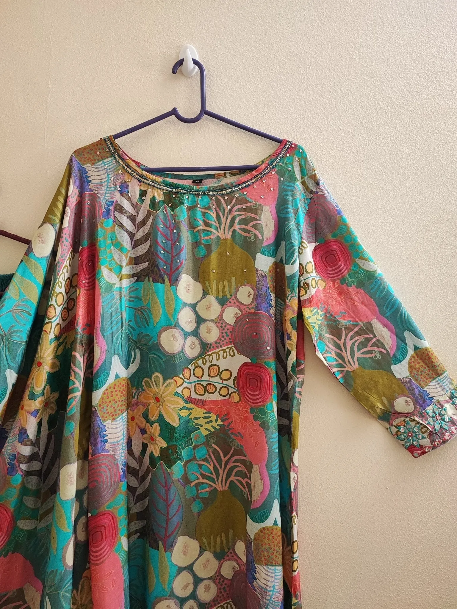 Co-ord set with one side kaftan. Dhoti pant and kurti set