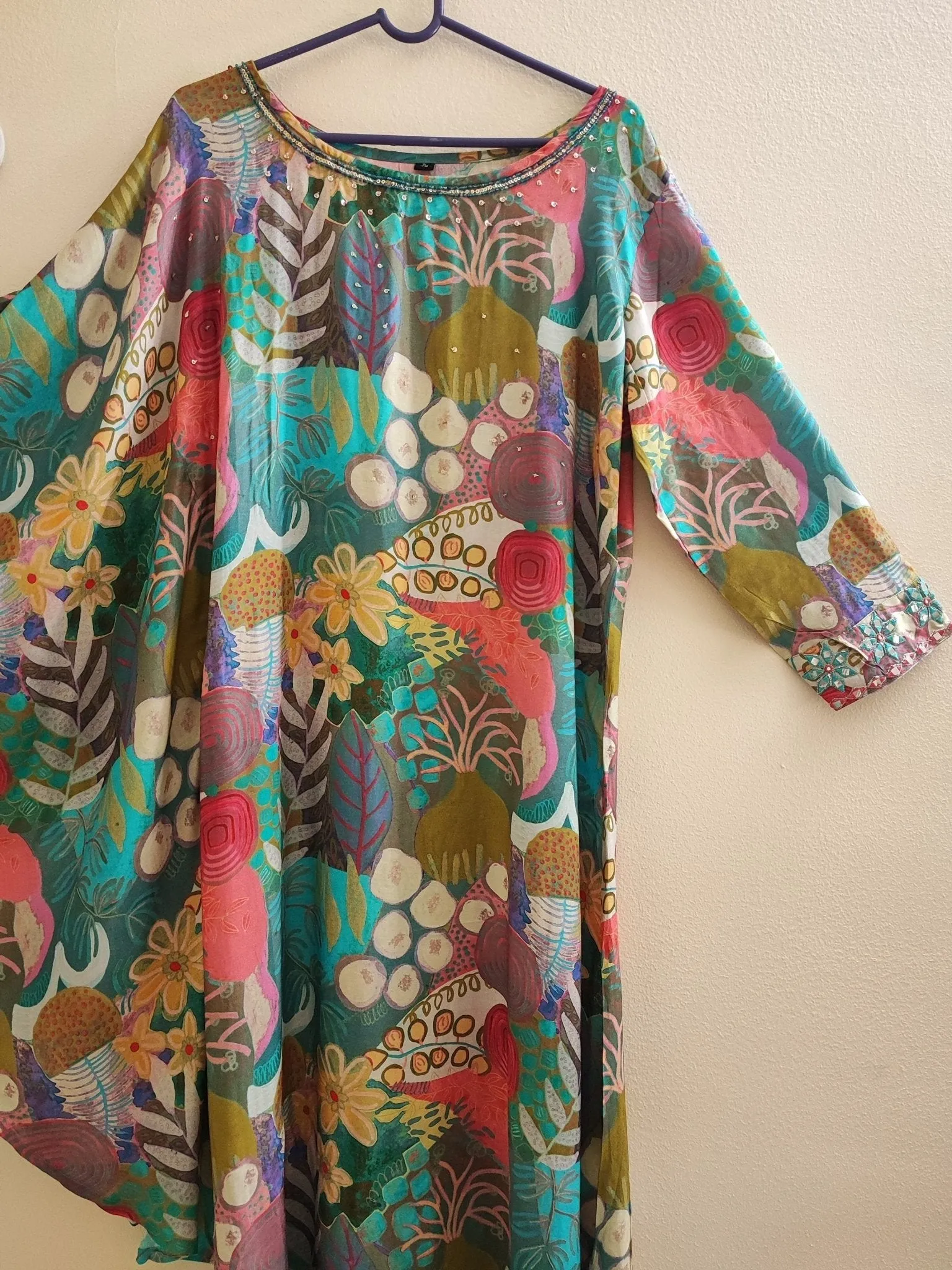 Co-ord set with one side kaftan. Dhoti pant and kurti set