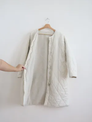Cream Quilted Sherpa Coat