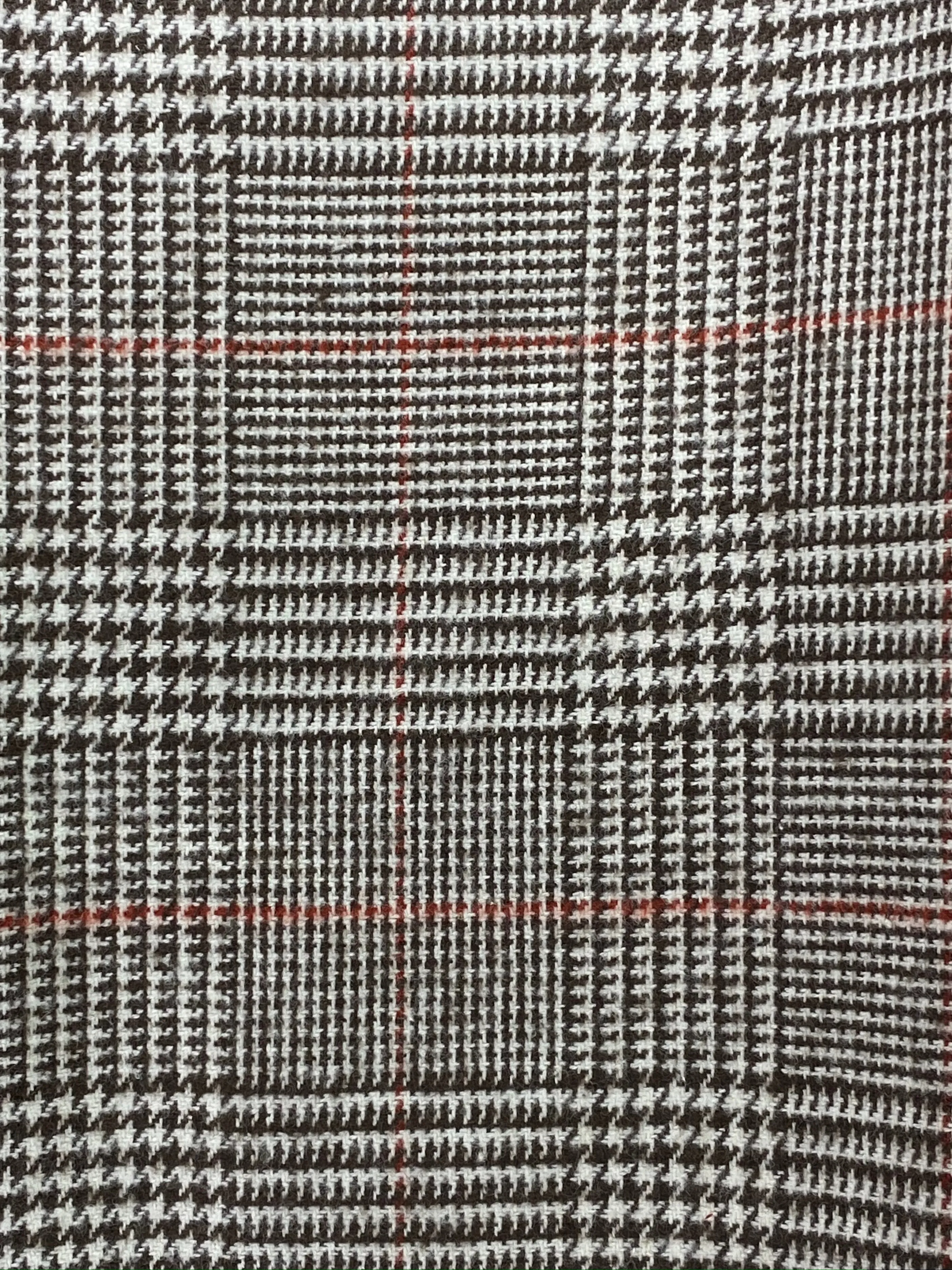 Dark Brown and Cream with Burnt Orange Glen Check Plaid Flannel Infinity or Blanket Scarf