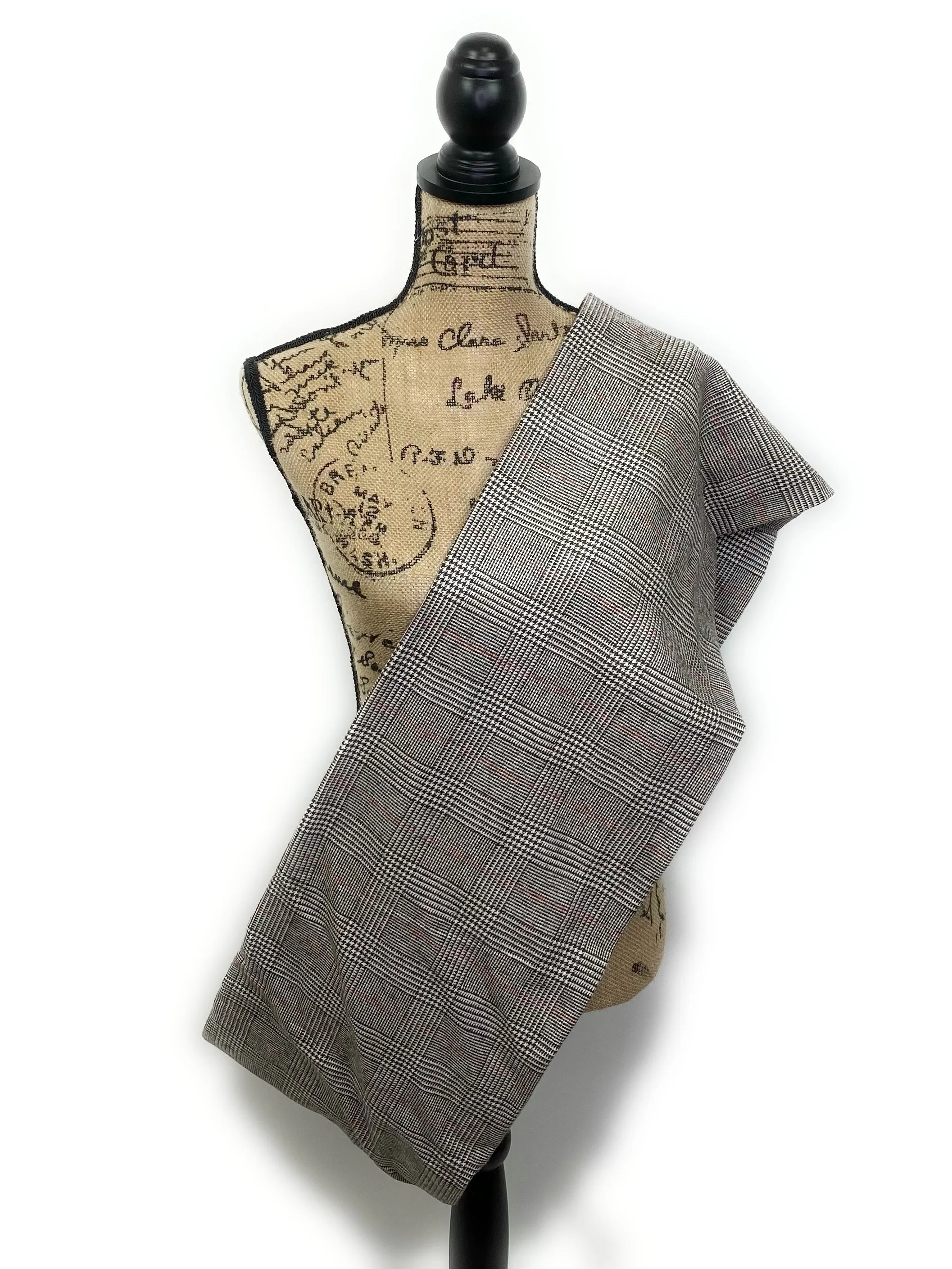 Dark Brown and Cream with Burnt Orange Glen Check Plaid Flannel Infinity or Blanket Scarf