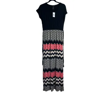 Design History Womens Sz M Maxi Dress Chevron Print Short Sleeve NEW