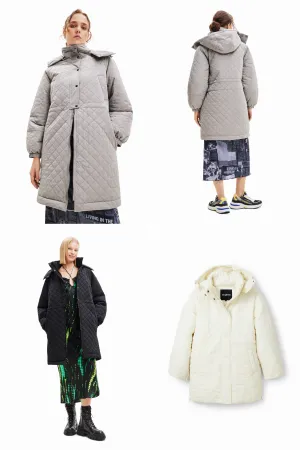 Desigual Padded Denmark Puff Sleeve Quilted Coat 23WWEW20