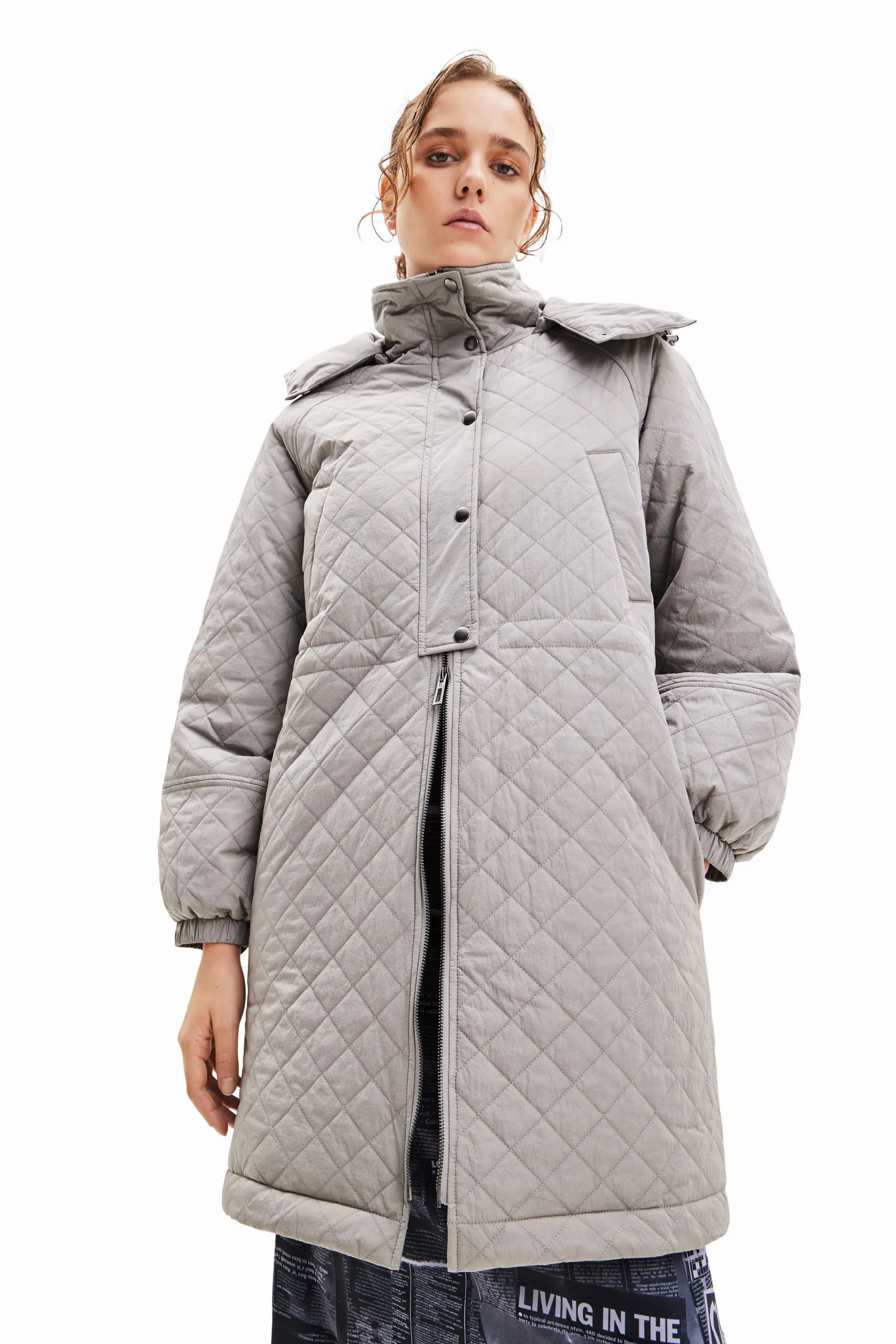 Desigual Padded Denmark Puff Sleeve Quilted Coat 23WWEW20