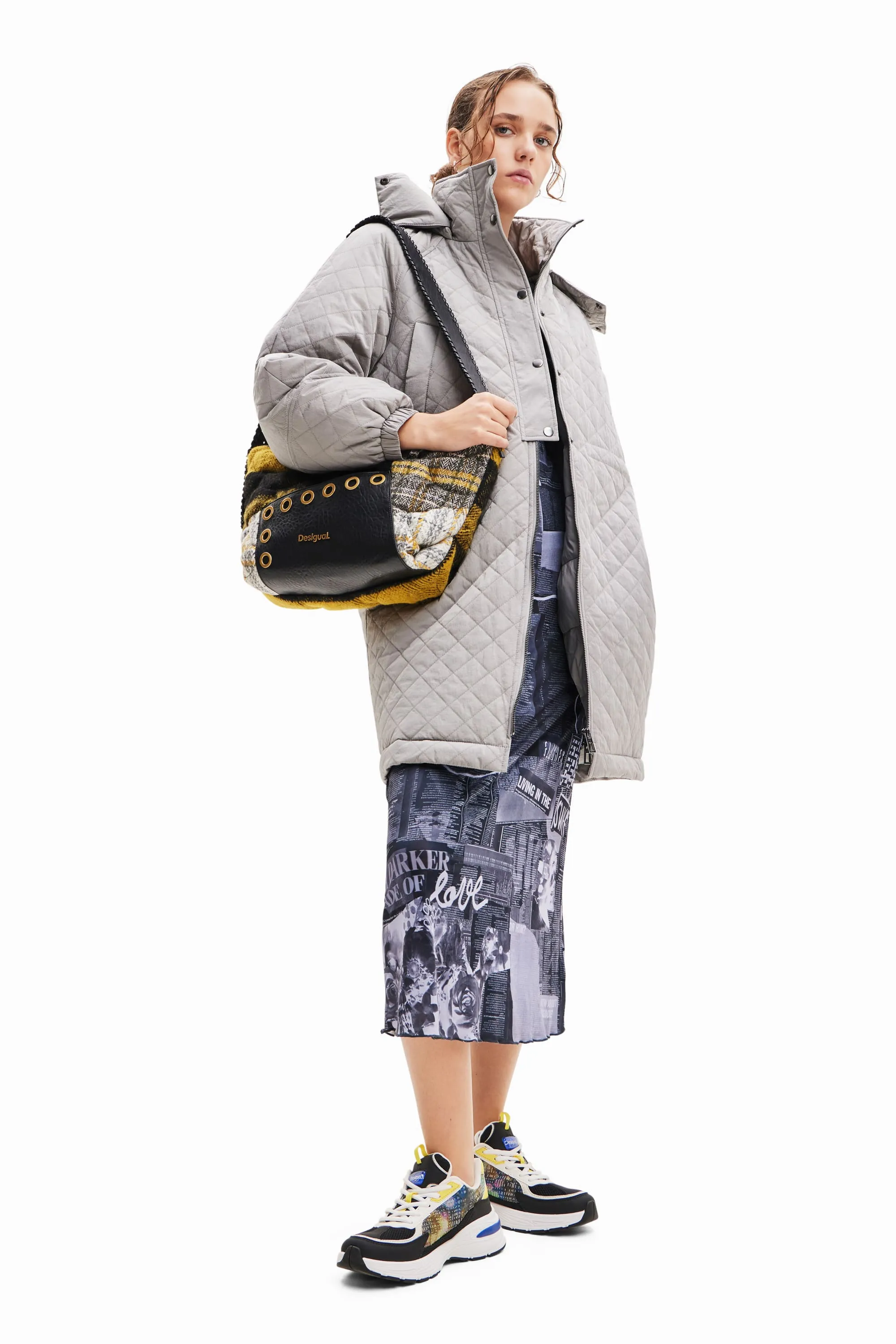 Desigual Padded Denmark Puff Sleeve Quilted Coat 23WWEW20