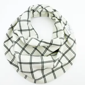 Drool Scarf - Black and Ivory Plaid
