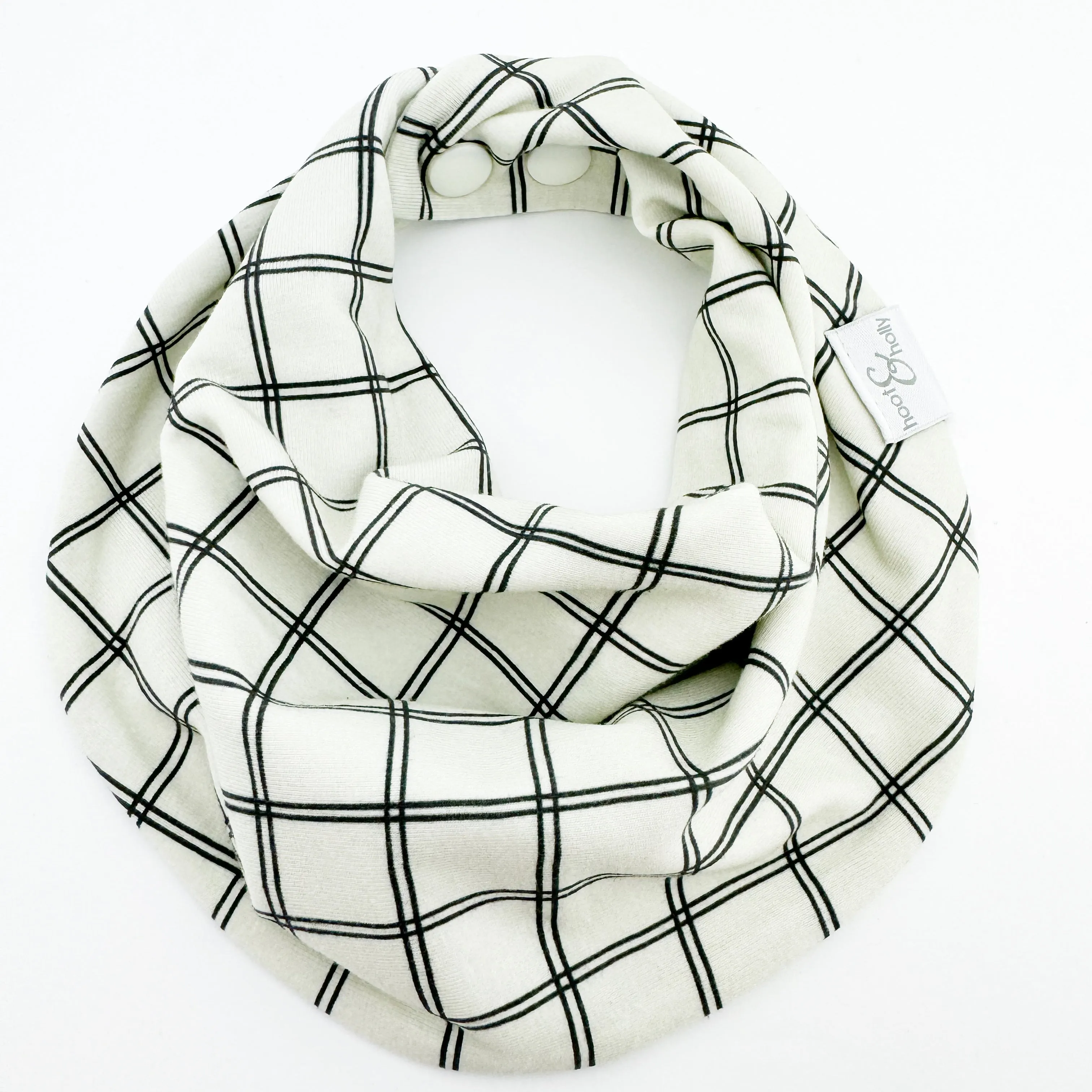Drool Scarf - Black and Ivory Plaid