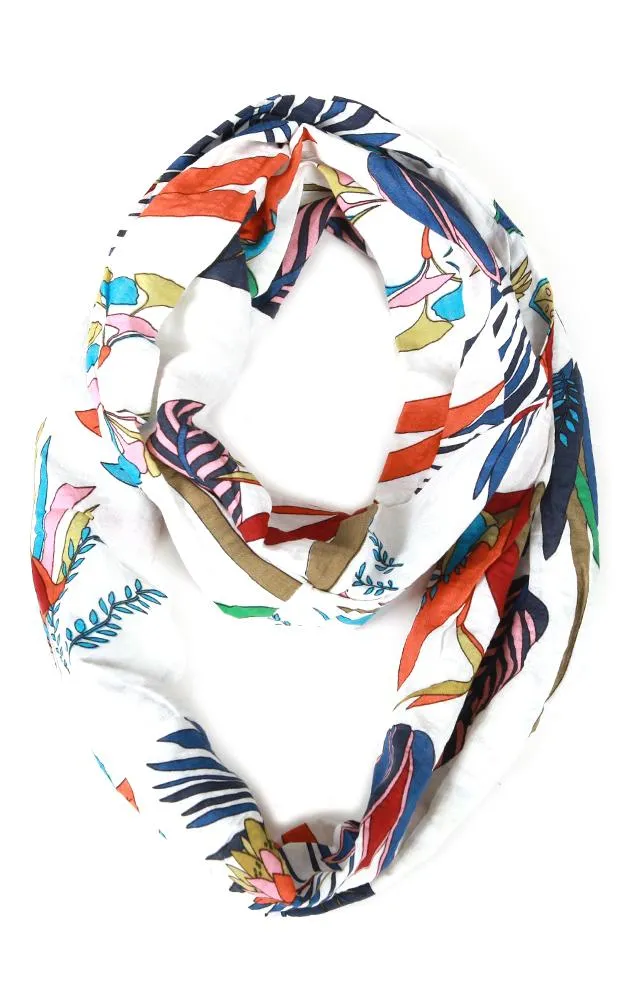 EAS9024 Navy Botanical Cotton Infinity Scarf