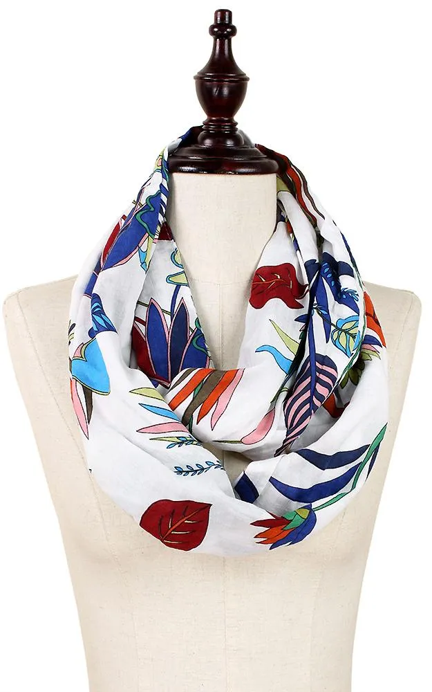 EAS9024 Navy Botanical Cotton Infinity Scarf