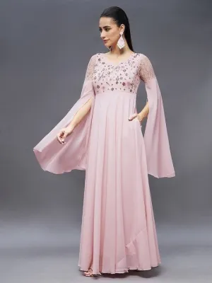 Embellished Statement Sleeves V-Neck A-Line Party Dress For Women