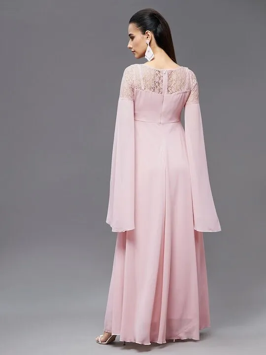Embellished Statement Sleeves V-Neck A-Line Party Dress For Women