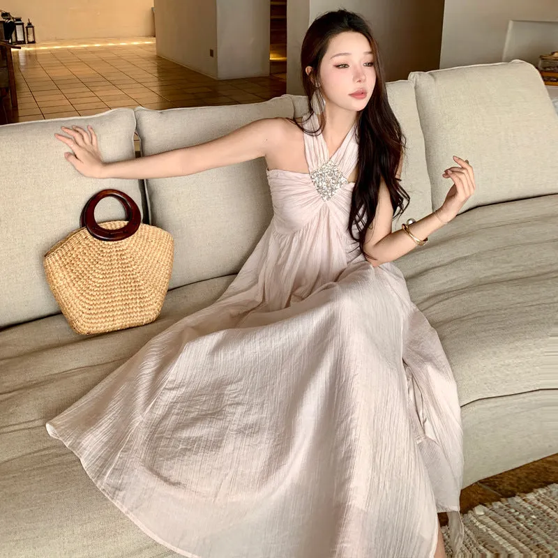 Exquisite Goddess Maxi Dress Holiday Dress Spring Summer Champagne Beige Size S, M, L