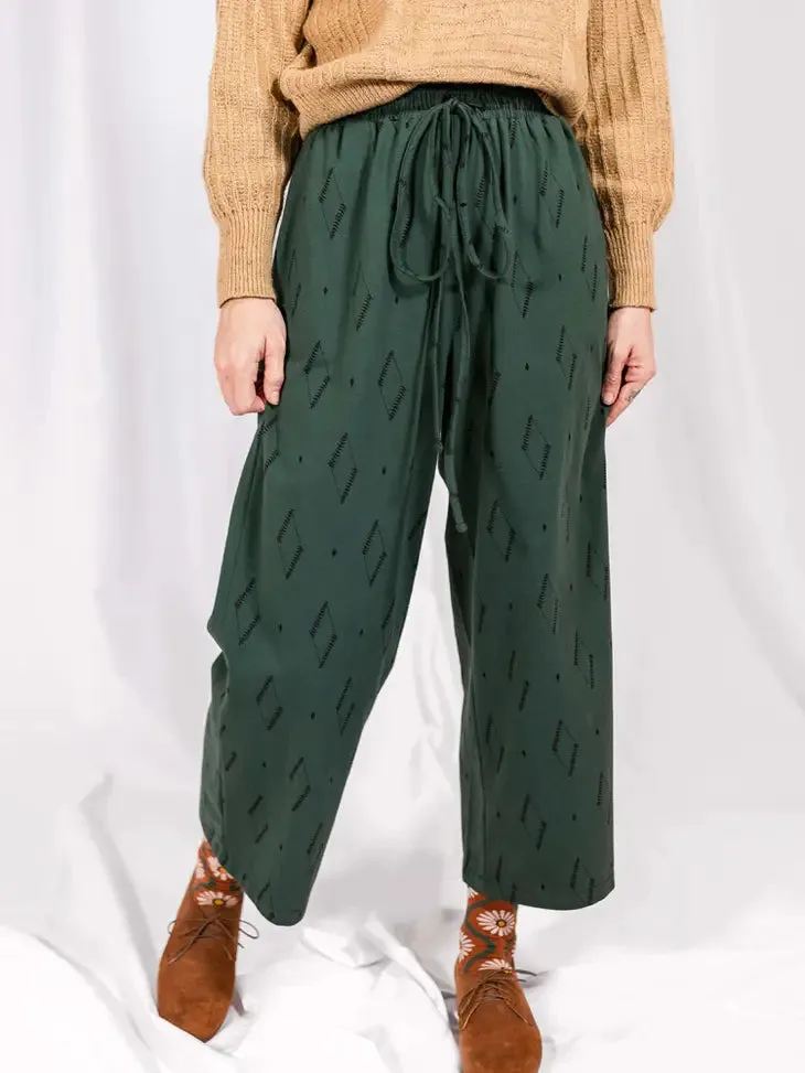 Fae Drawstring Pant Diamond Vine Dark Stage