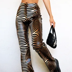 Faux Snakeskin Striped Pants