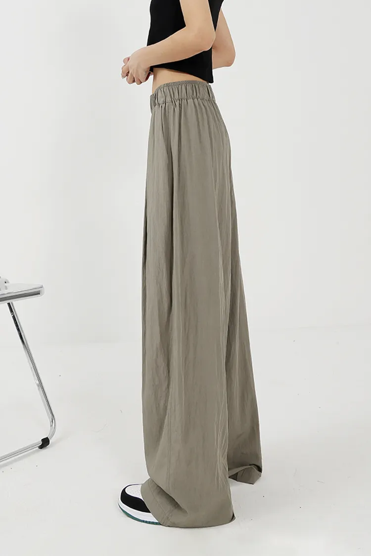 Flowy Wide-Leg Loose Pants with Elastic Waist