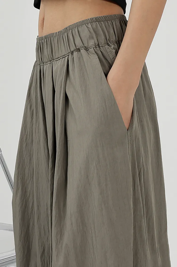 Flowy Wide-Leg Loose Pants with Elastic Waist
