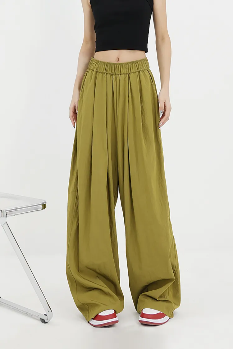 Flowy Wide-Leg Loose Pants with Elastic Waist