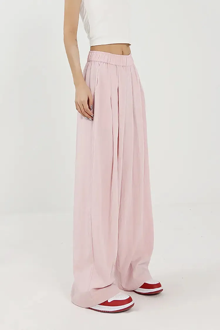 Flowy Wide-Leg Loose Pants with Elastic Waist