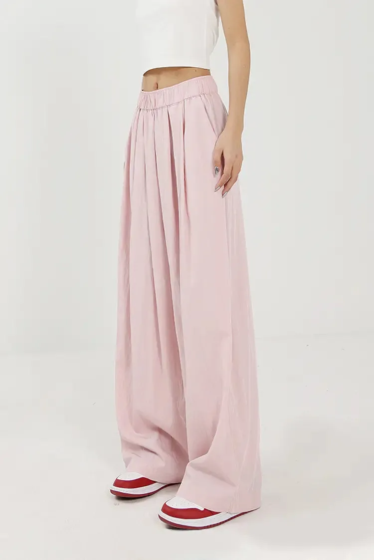 Flowy Wide-Leg Loose Pants with Elastic Waist