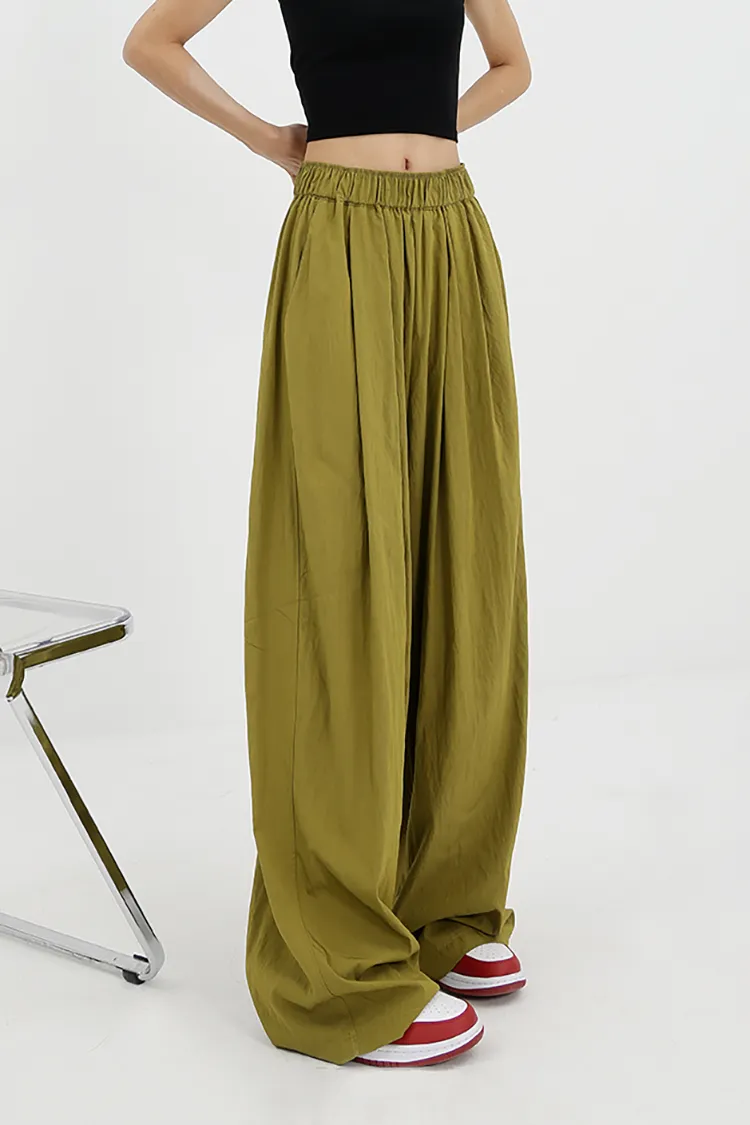 Flowy Wide-Leg Loose Pants with Elastic Waist